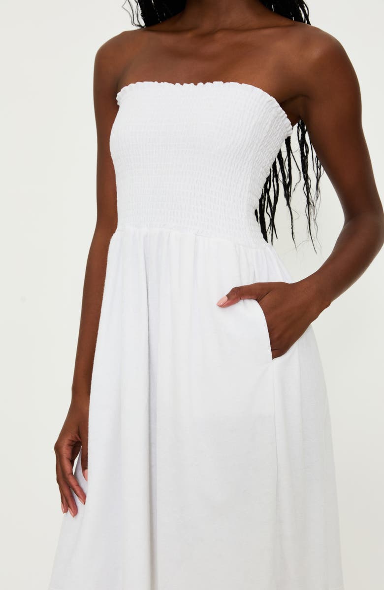 Beach Riot Lilee Strapless Smocked Cover-Up Dress, Alternate, color,