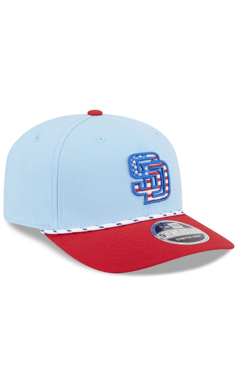 New Era Men's New Era Light Blue/Red San Diego Padres 2025 Fourth of July 9SEVENTY Adjustable Hat, Alternate, color, 