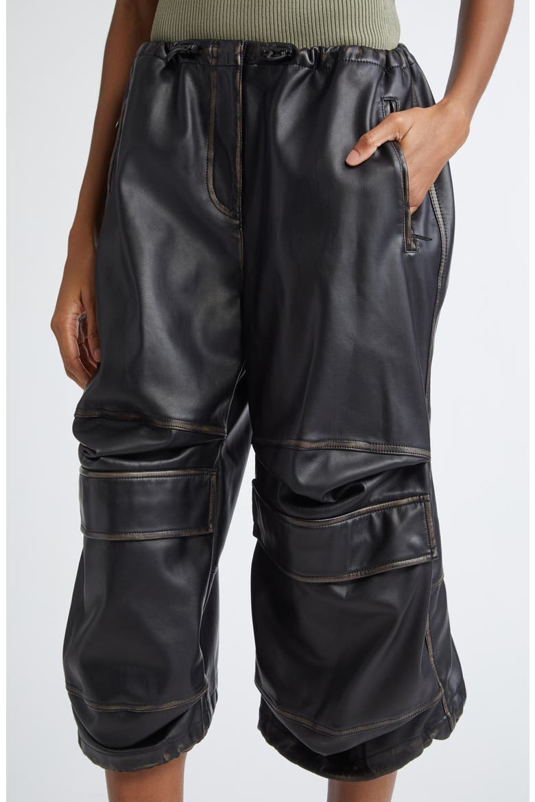 P-Dayetz-Short-Fem Faux Leather Bermuda Pants, Alternate, color, BLACK