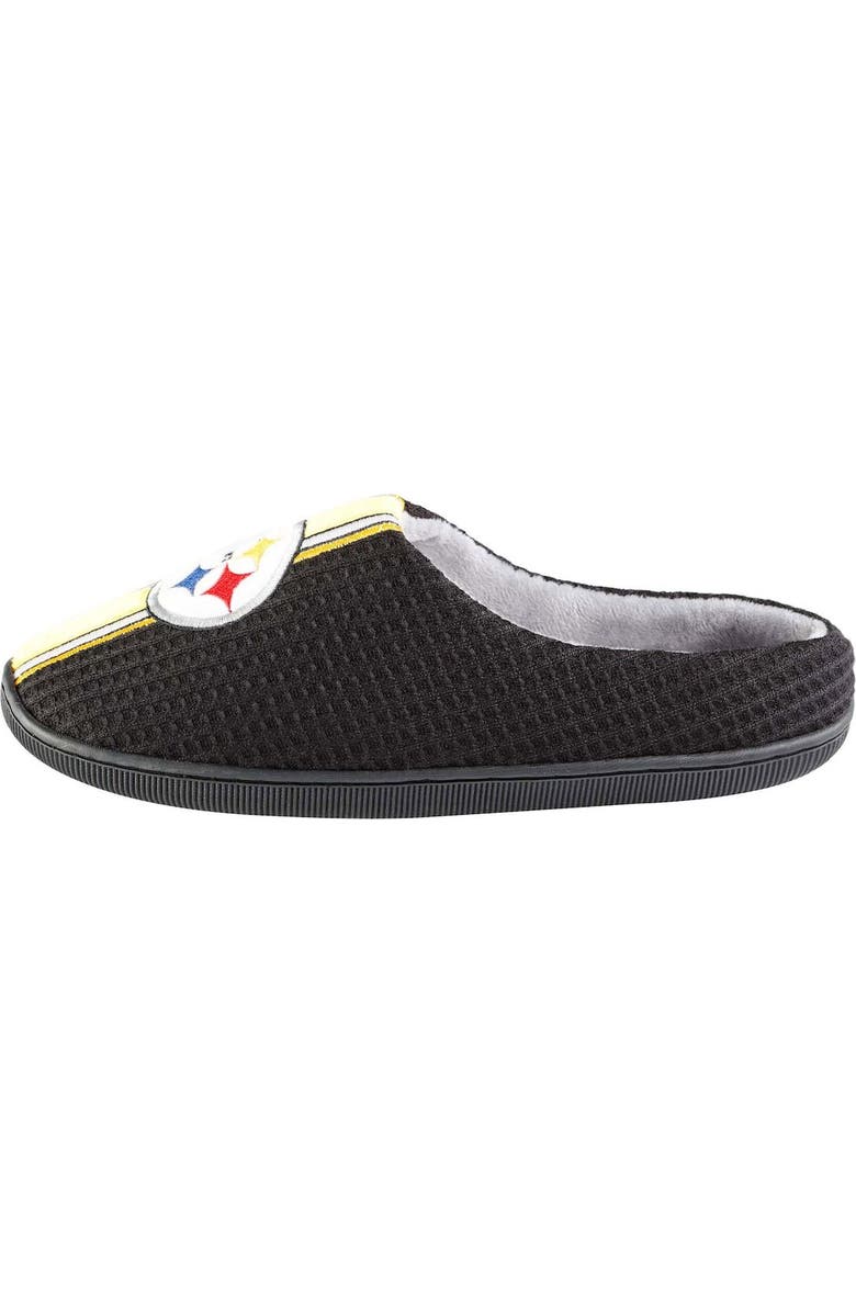 FOCO Men's FOCO Black Pittsburgh Steelers Team Stripe Memory Foam Slide Slippers, Alternate, color,