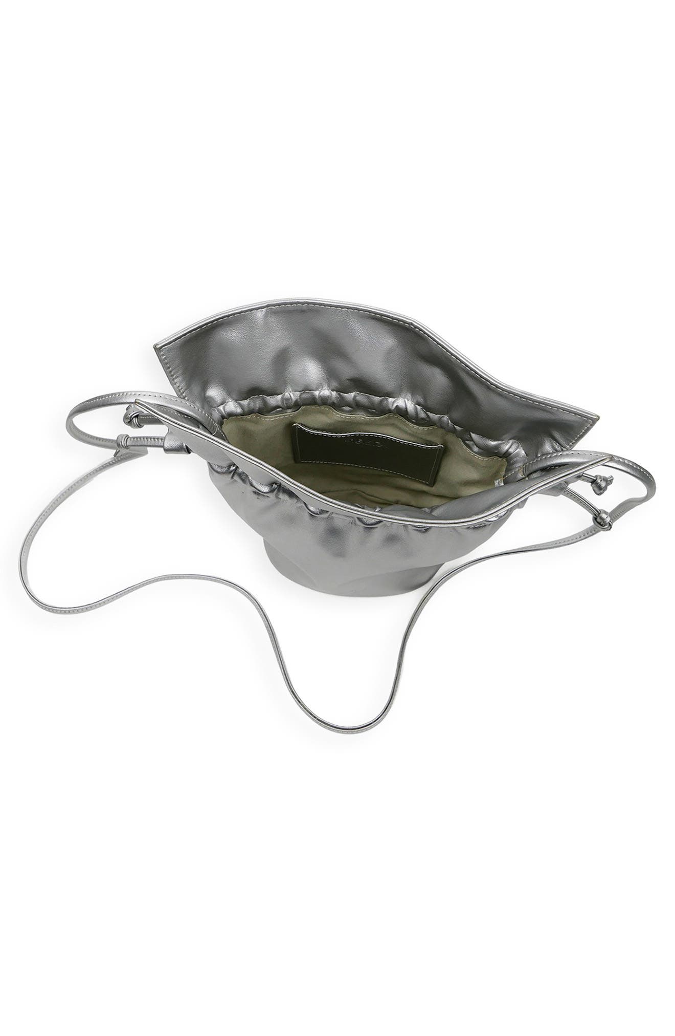 Mela Faux Leather Bucket Bag, Alternate, color, Silver