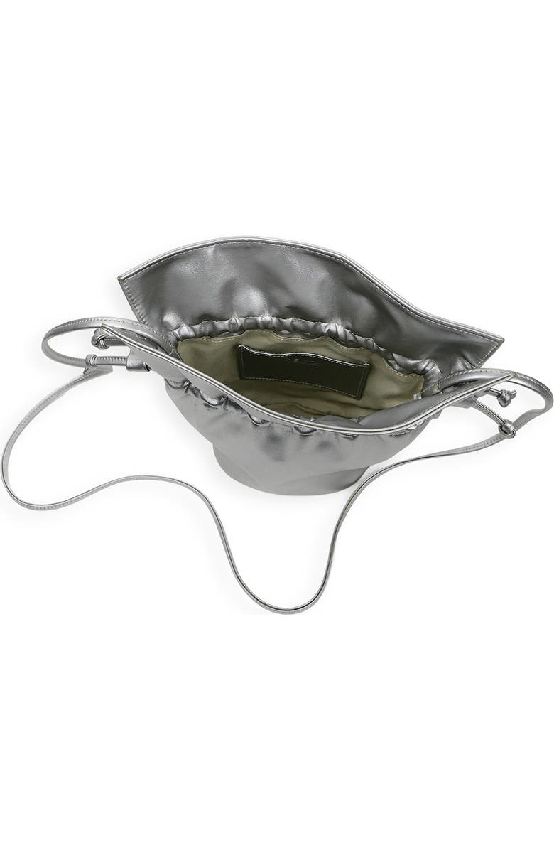 Mela Faux Leather Bucket Bag, Alternate, color, Silver