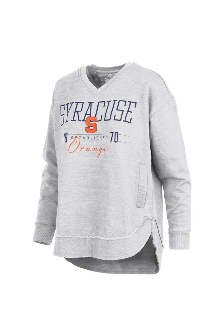 Women's Pressbox  Heather Gray Syracuse Orange Marcus East Hall Poncho V-Neck Sweatshirt, Alternate, color, Heather Gray