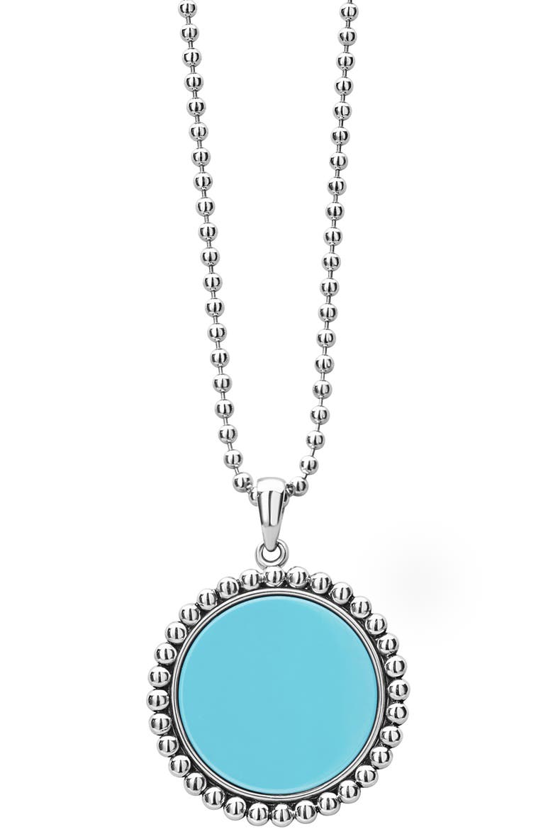 Maya Blue Ceramic Pendant Necklace, Alternate, color, SILVER/ BLUE