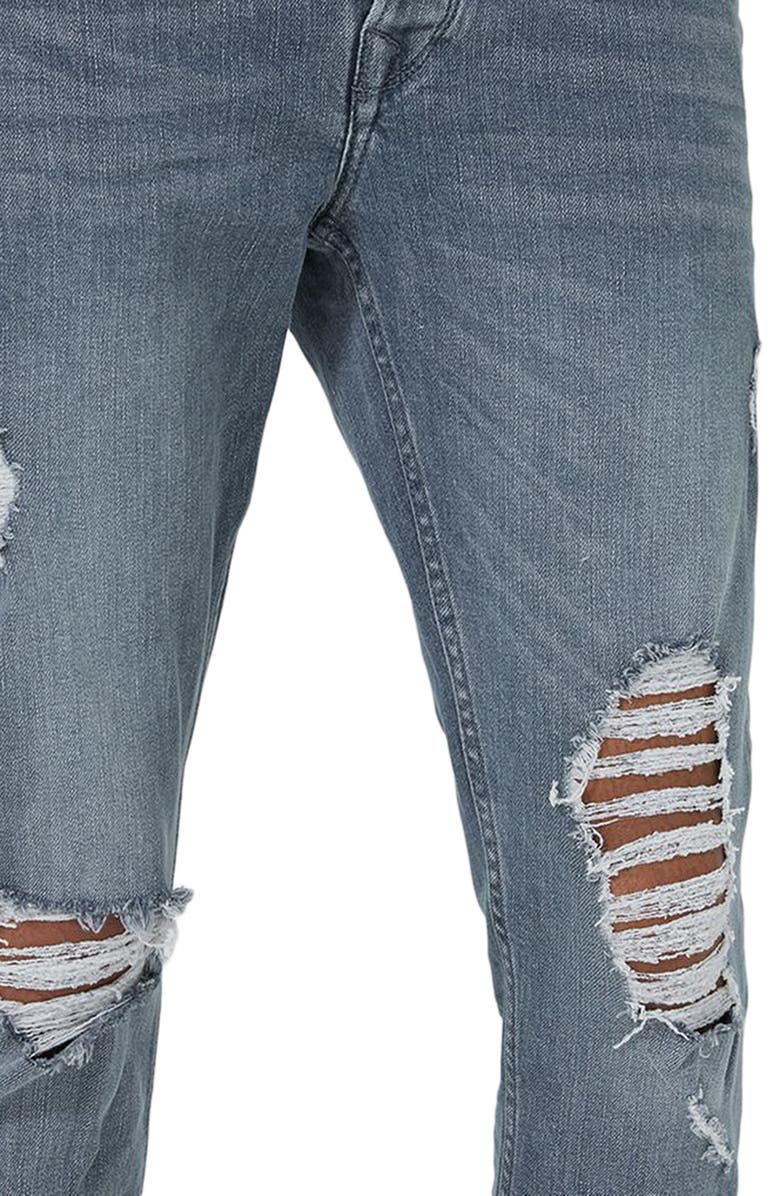 Topman Extreme Rip Stretch Jeans, Alternate, color, 