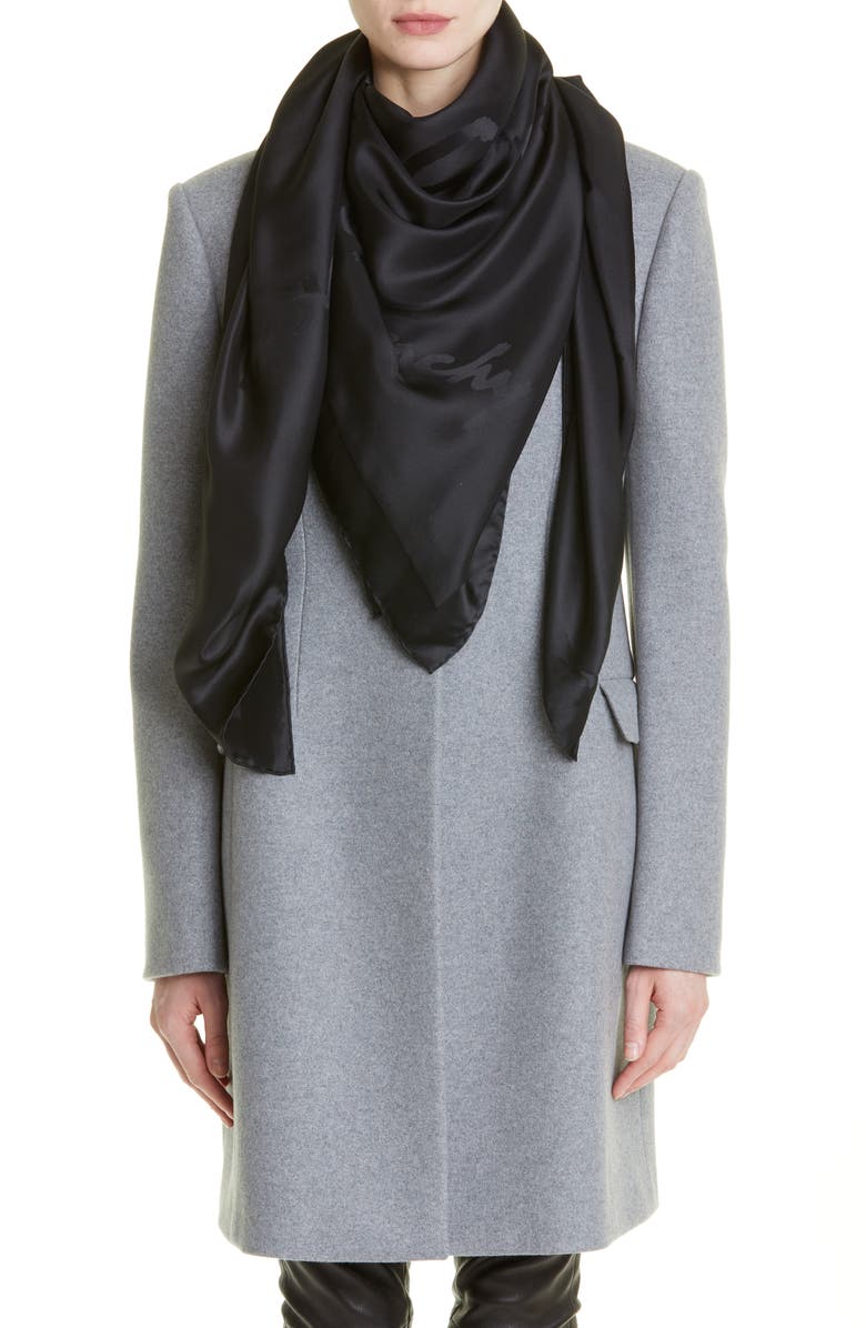 Givenchy Signature Logo Silk Shawl, Alternate, color,
