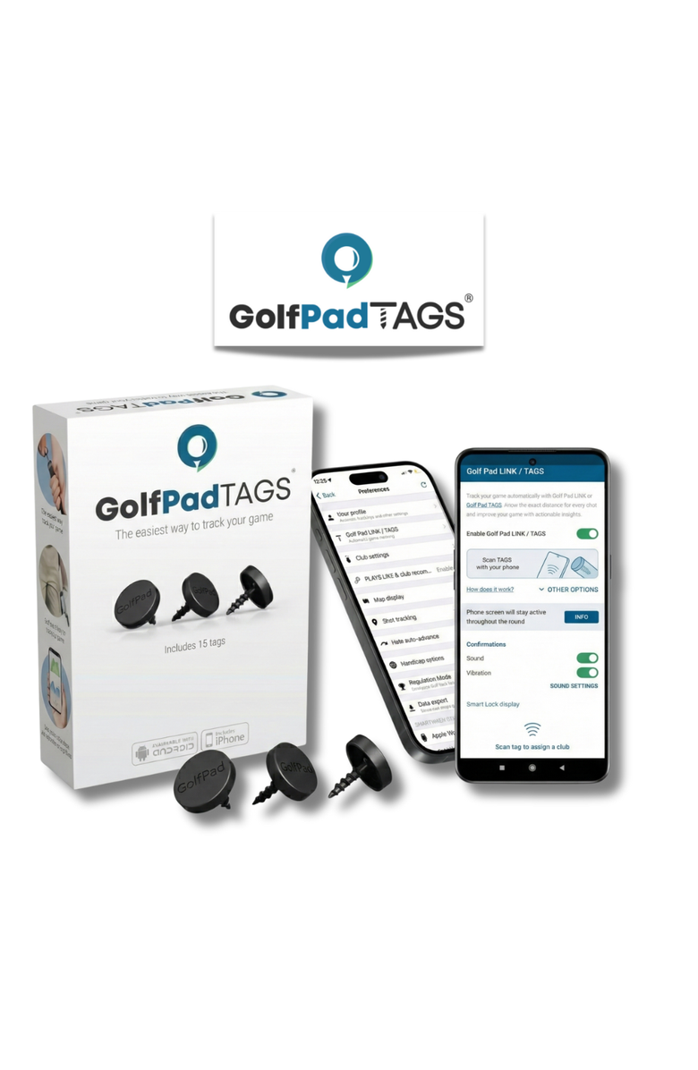 Golf Pad TAGS Automatic Golf Shot Tracking System for Android/Apple, Main, color, Black