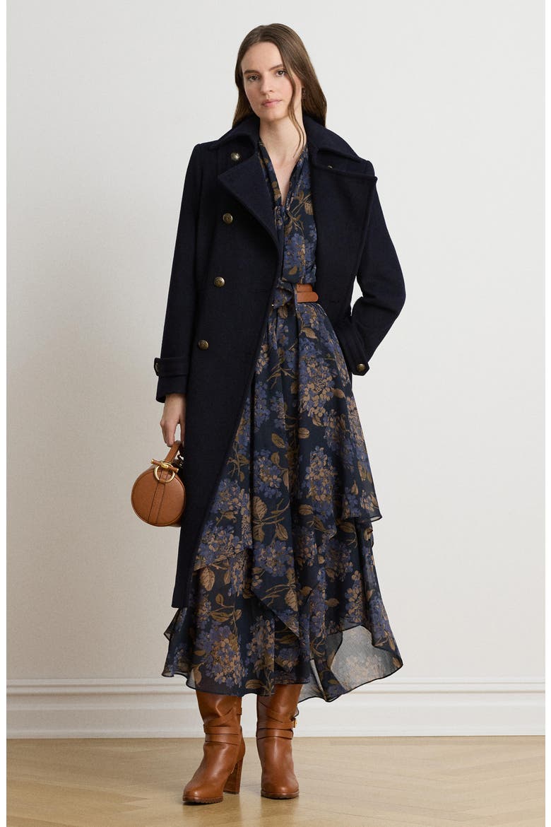Crinkle Georgette Maxi Dress, Alternate, color, NAVY BLUE/ MULTI