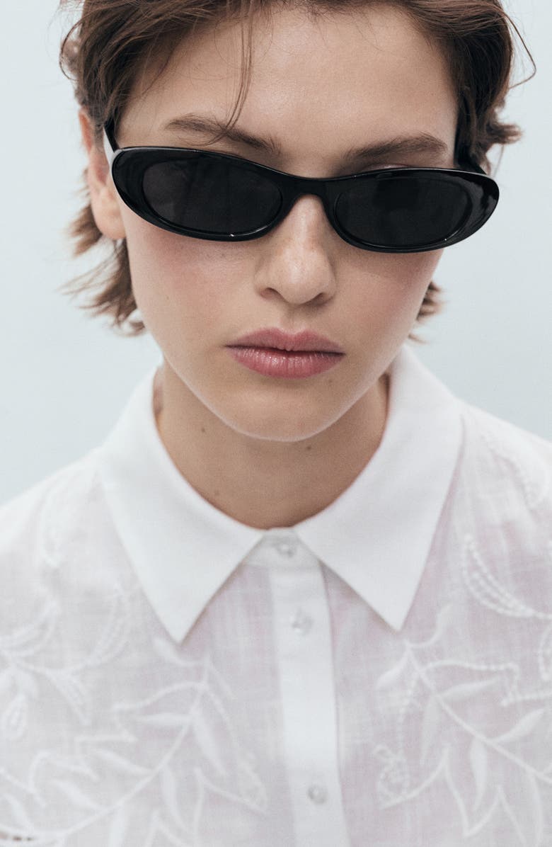 MANGO Para Guipure Lace Cotton Button-Up Shirt, Alternate, color, Off White