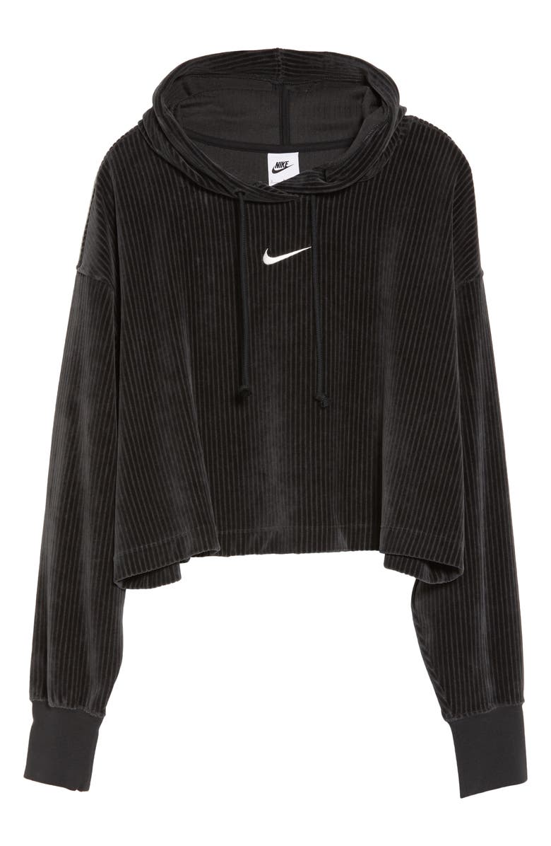 Nike Rib Velour Crop Hoodie, Alternate, color,
