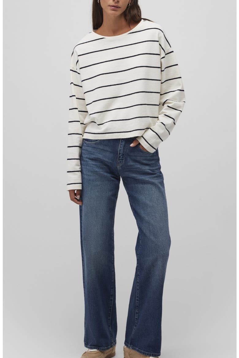Stripe Cotton Sweater, Alternate, color, DRESS BLUE STRIPE