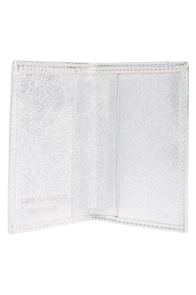 Metallic Leather Card Holder, Alternate, color, SILVER