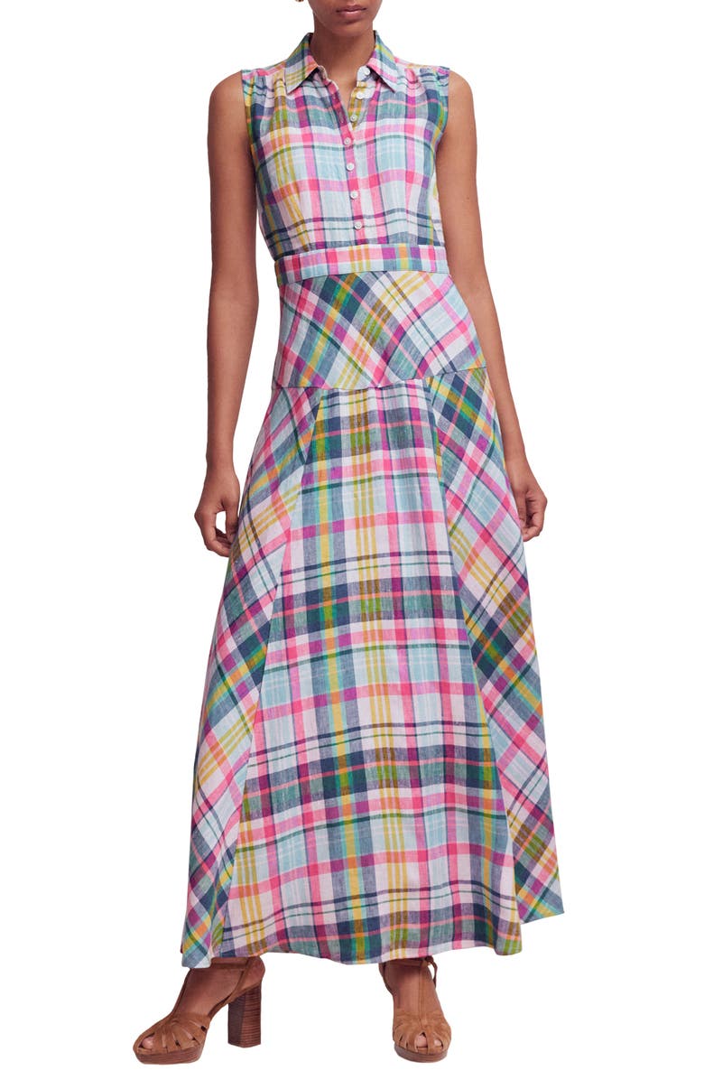 Boden Erma Madras Linen Maxi Dress, Main, color, 