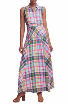 Erma Madras Linen Maxi Dress