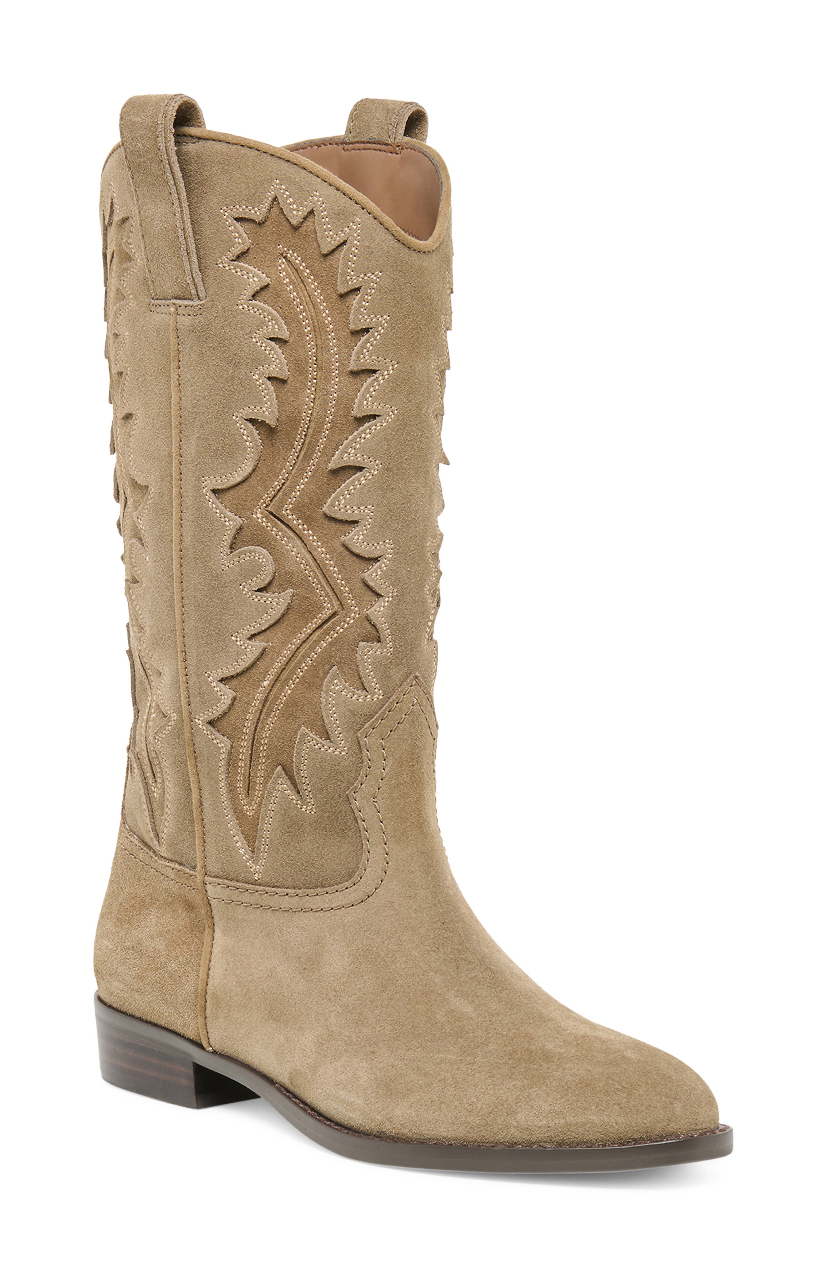 Tomara Western Boot, Main, color, OLIVE SUEDE