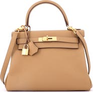 Pre-Owned Hermes Kelly Handbag Brown Togo with Gold Hardware 28