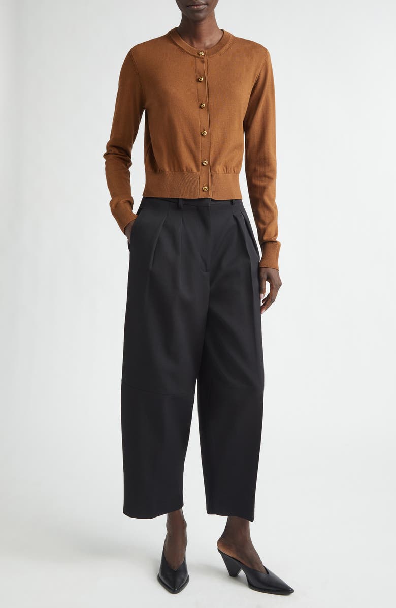 Altuzarra Maddox Cotton & Silk Cardigan, Alternate, color, Toffee
