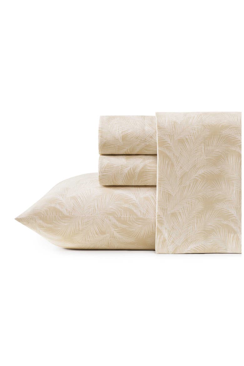 All Over Palms Cotton Sateen Sheet Set, Main, color, BEIGE