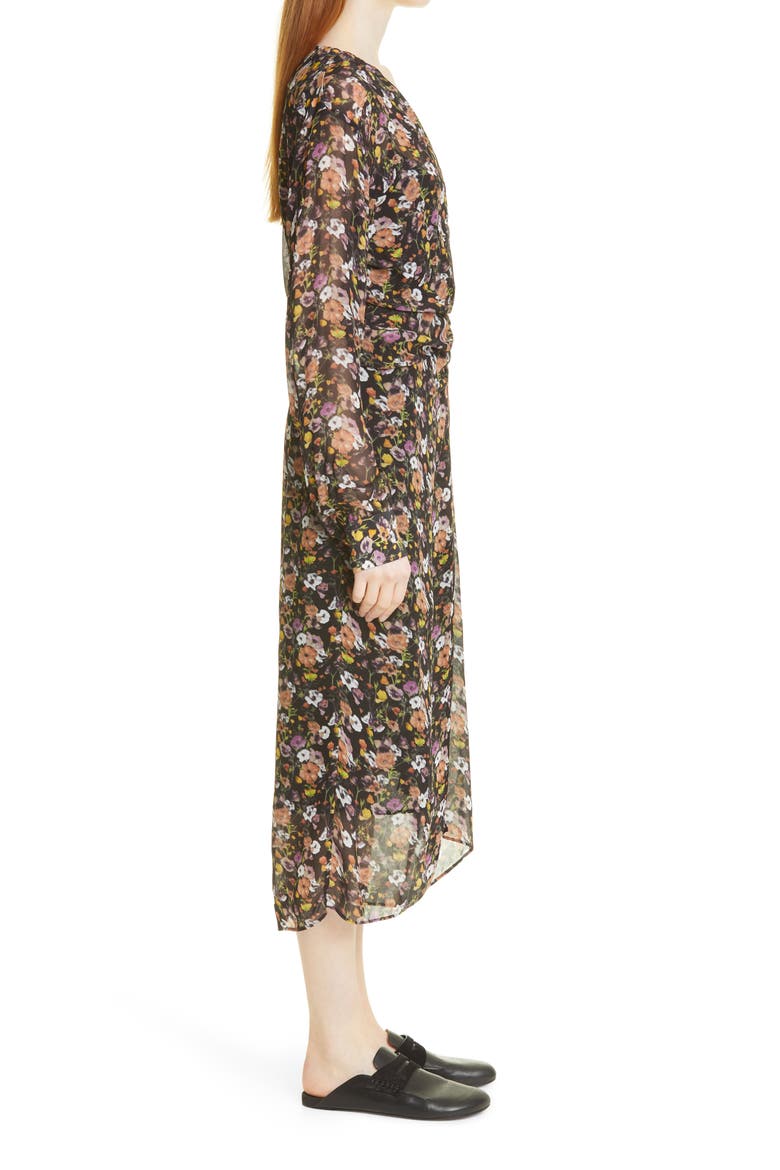 Amber Floral Print Long Sleeve Midi Dress, Alternate, color, BLACK FLORAL