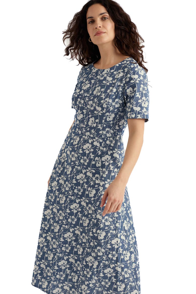 Fox Path Organic Cotton Floral Dress, Alternate, color, MALLOW VINE INDIGO