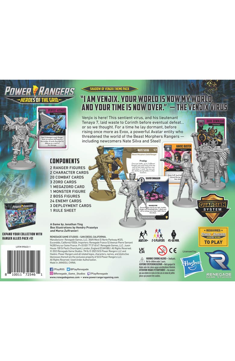 Renegade Game Studios Power Rangers Heroes of The Grid Shadow of Venjix Theme Pack Expansion RPG, Alternate, color, Multicolored