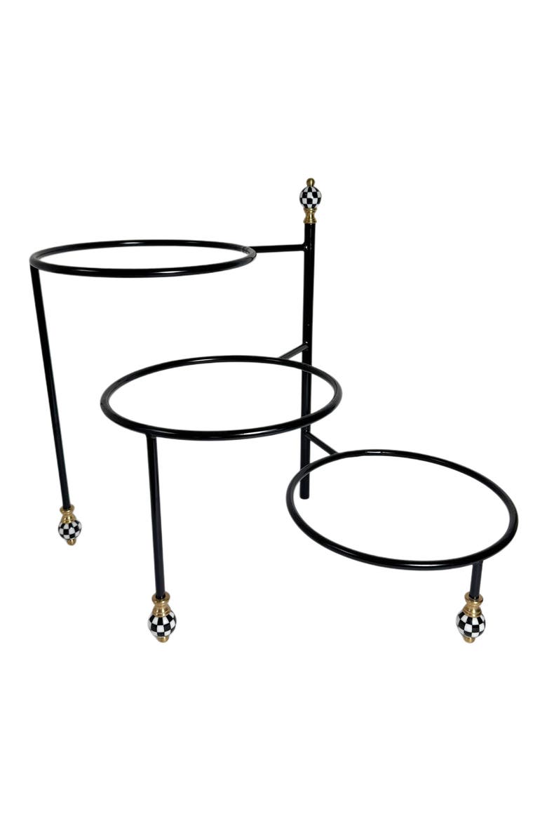 Check Three-Tier Serving Stand, Main, color, BLACK