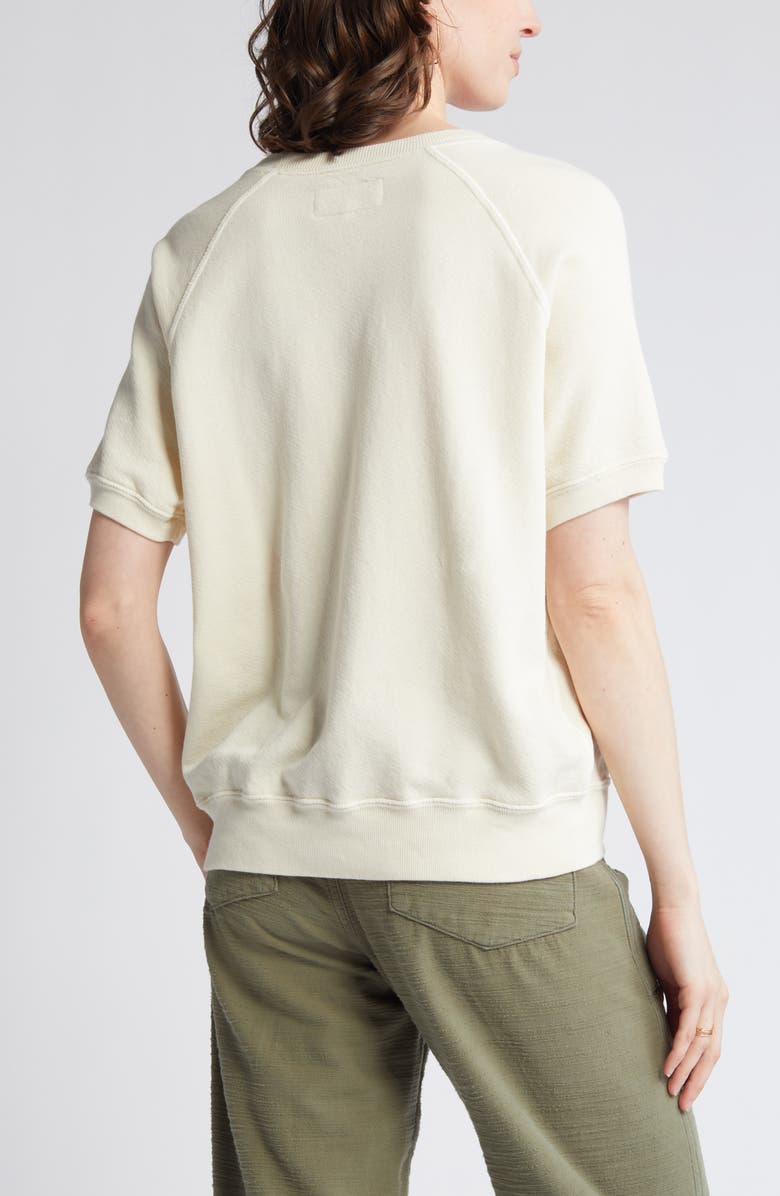 THE GREAT. Cardinal Graphic Short Sleeve Cotton Sweatshirt, Alternate, color, 