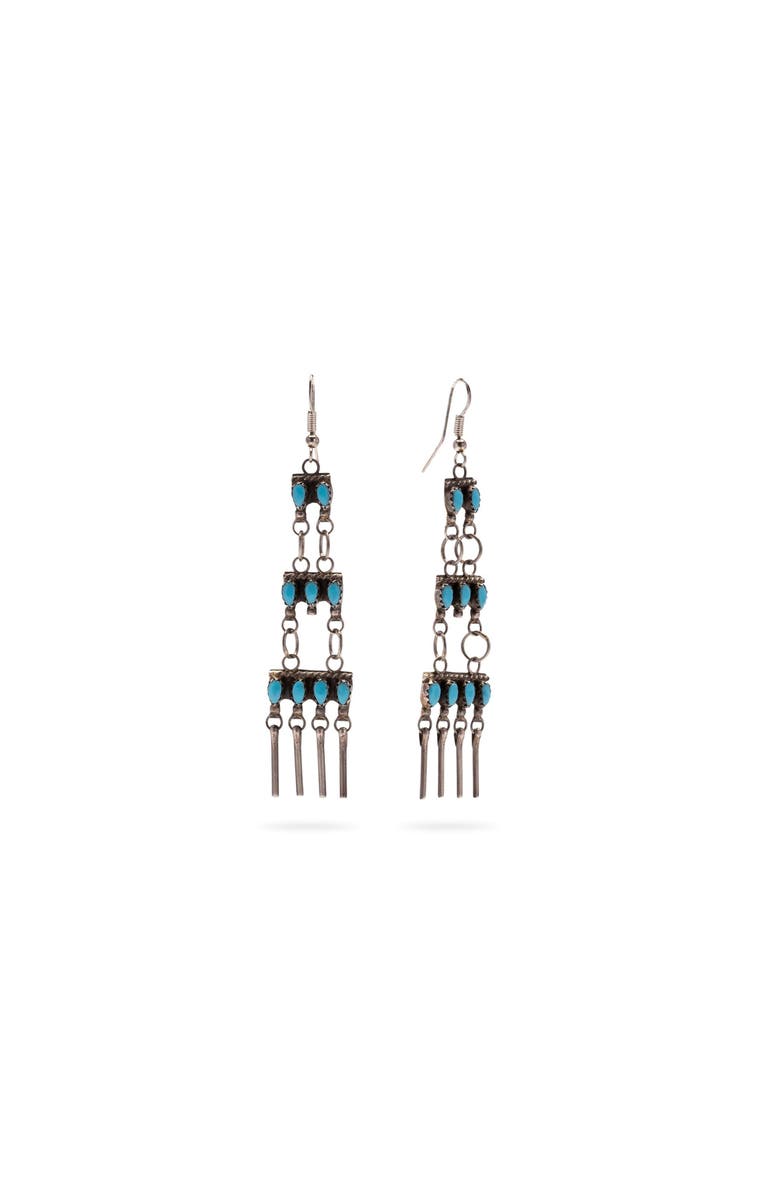 Fortela Turquoise Tribal Drop Earrings, Main, color, Silver