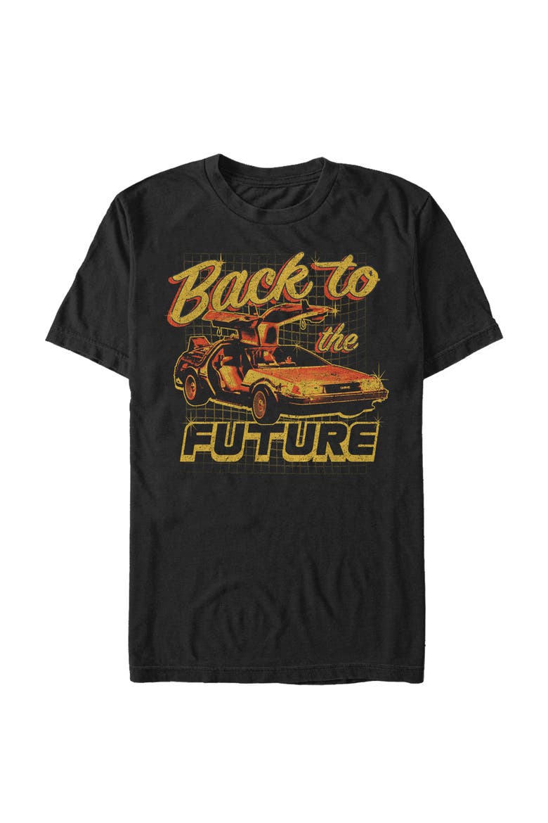 Men's Back to the Future DeLorean Schematic Print  Graphic T-Shirt, Main, color, Black