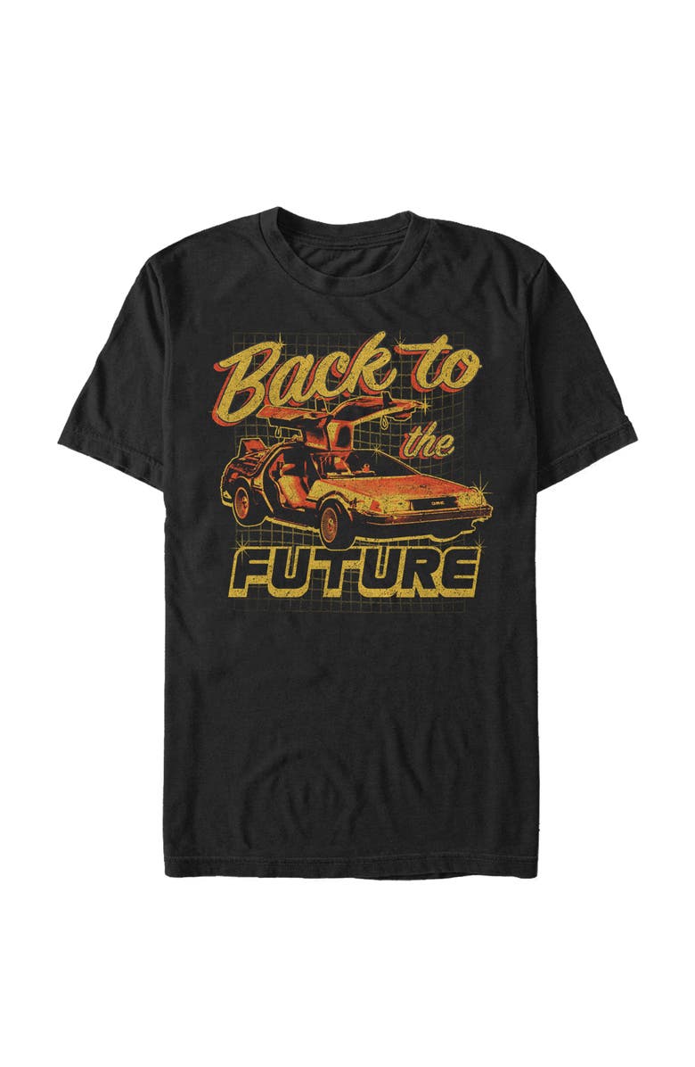 Back to the Future Men's Back to the Future DeLorean Schematic Print Graphic T-Shirt, Main, color, Black