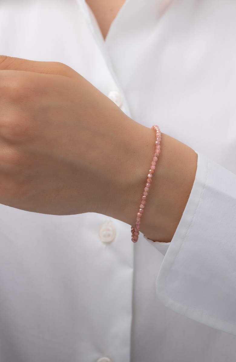 Zoe Lev Rhodochrosite Stretch Beaded Bracelet, Alternate, color, Pink