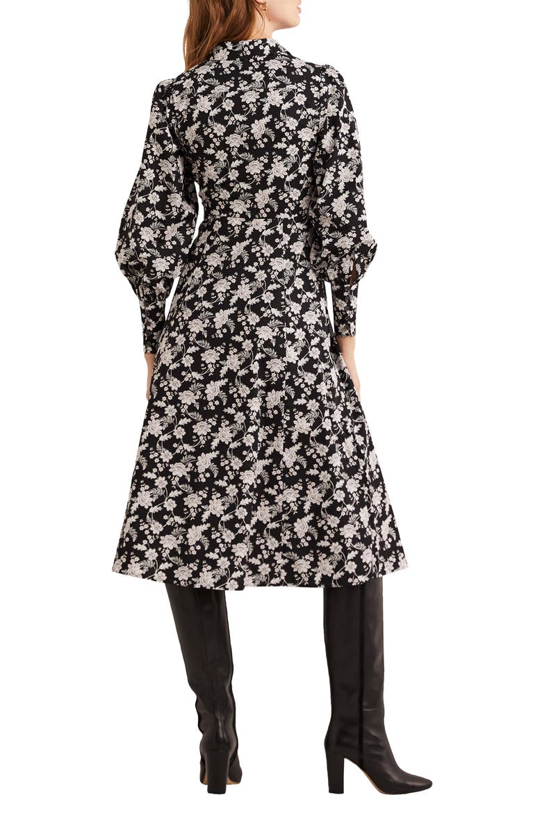 Floral Empire Long Sleeve Cotton Shirtdress, Alternate, color, BLACK CHINTZ BLOOM