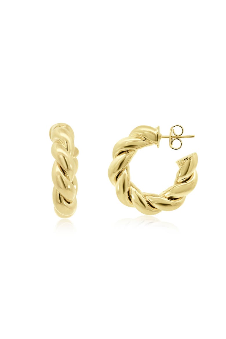 Chunky Twist Hoop Earrings, Main, color, Gold Plated Sterling Silver