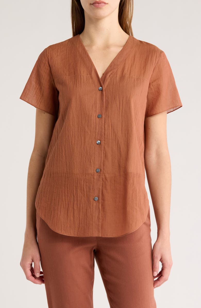 Theory Clean Short Sleeve Button-Up Shirt, Main, color,