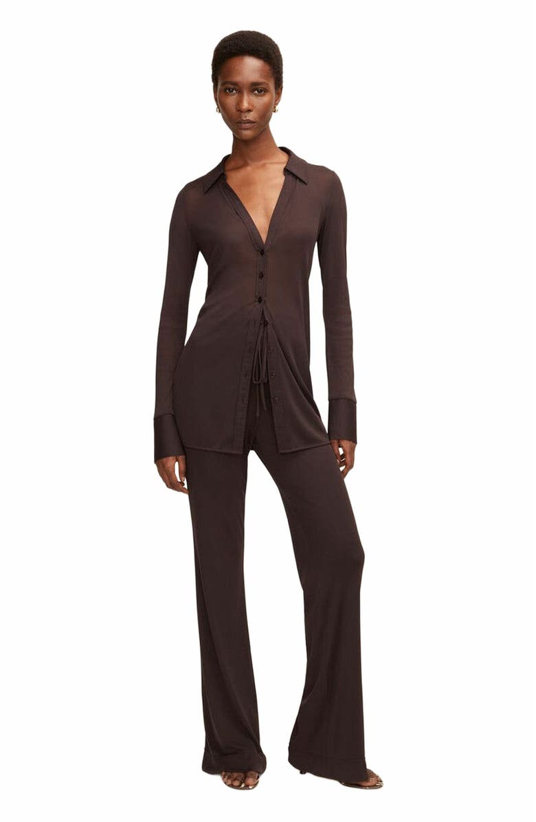 Rebecca Taylor Mesh Pull-On Pant, Alternate, color, Walnut