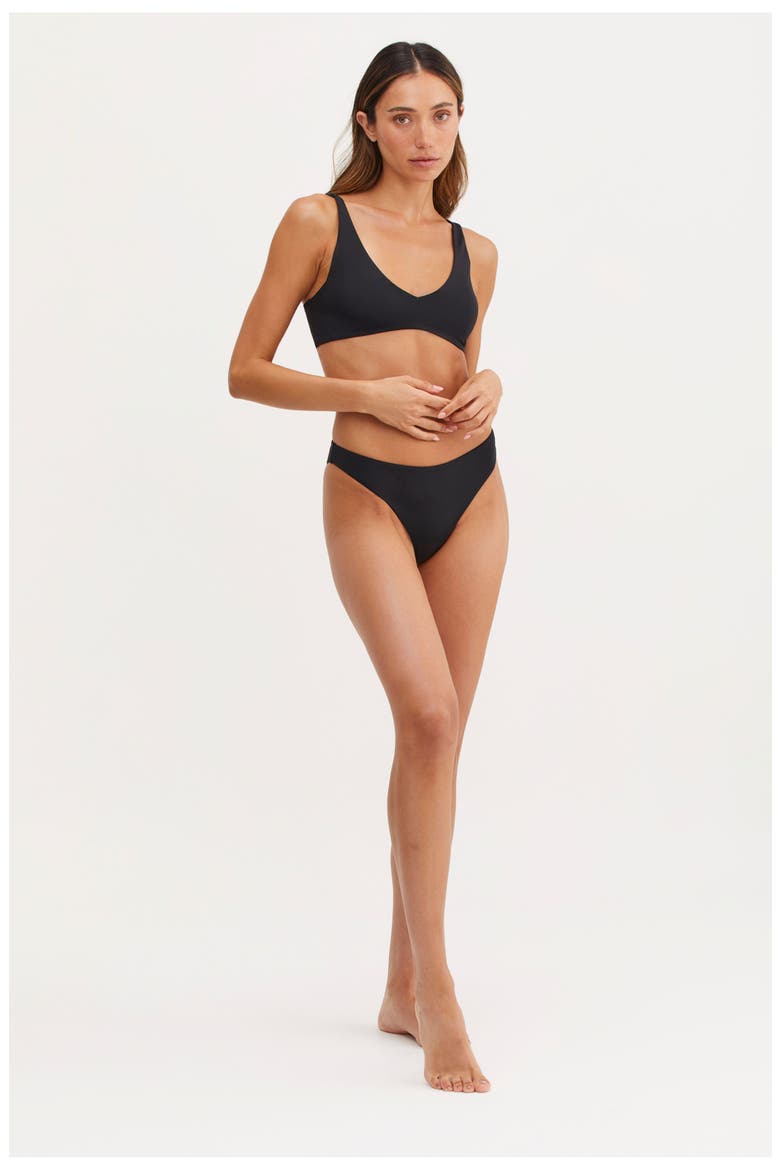 Kaia V-Neck Bra Swim Top, Alternate, color, Black