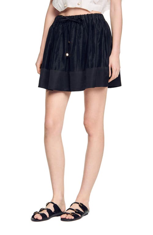 Sandro Short Dual Material Skirt In Black