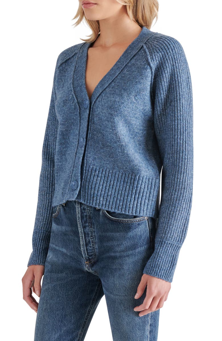 Steve Madden Beckie V-Neck Cardigan, Alternate, color, Blue Dusk
