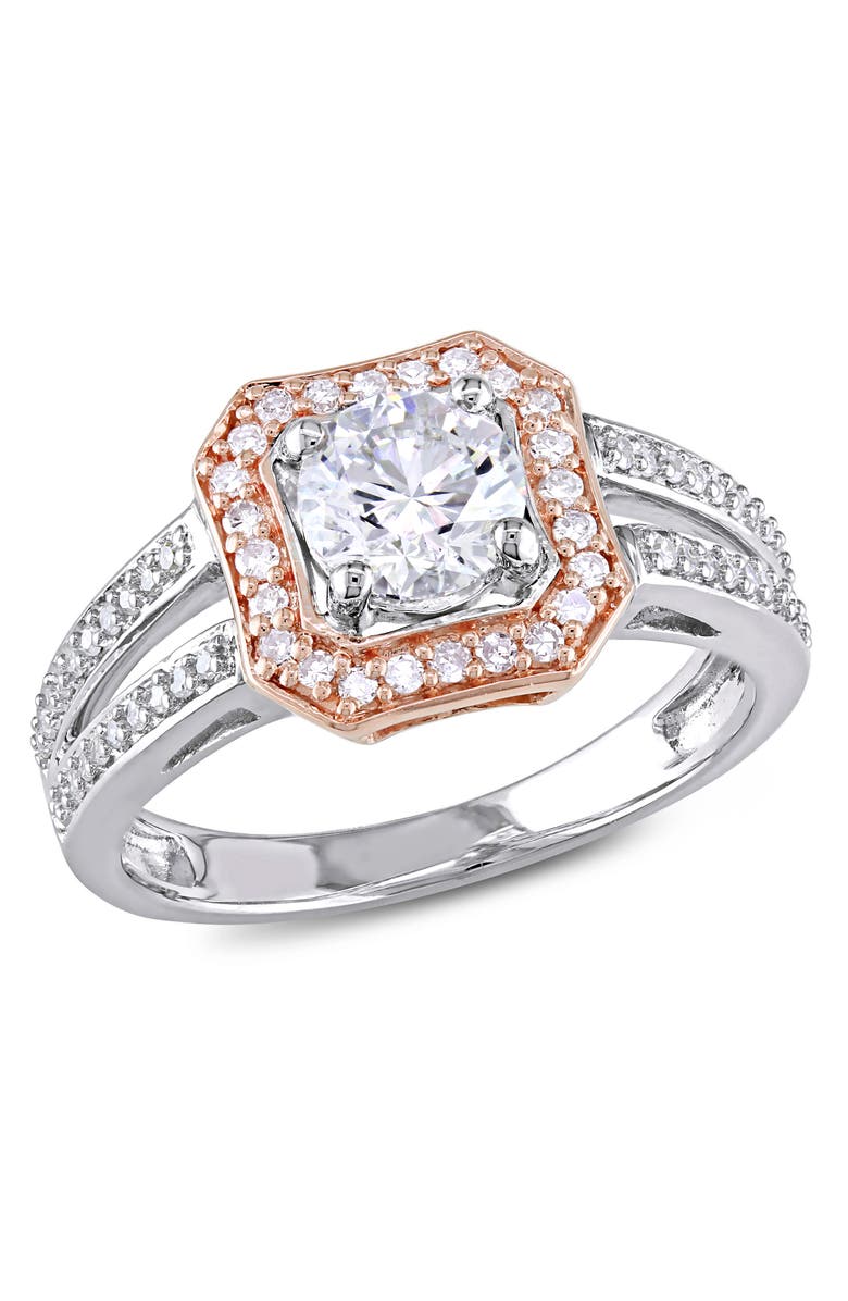 Julianna B. Diamond Halo Split Shank Ring 14k Two-Tone, Main, color, 14K Two-Tone Gold