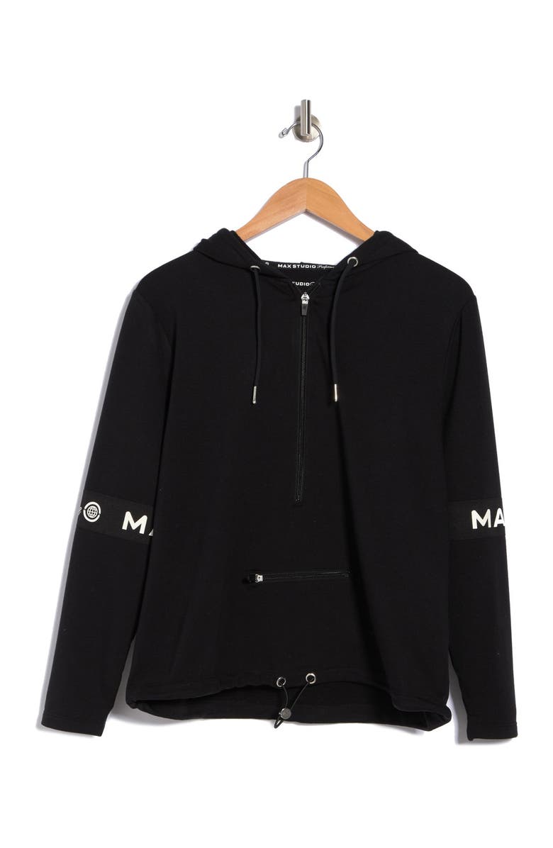 MAX STUDIO Stroll Half Zip Logo Sleeve Hoodie, Alternate, color,