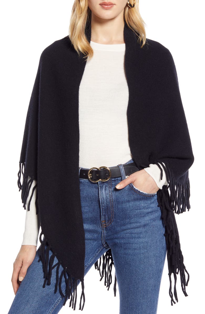 Halogen<sup>®</sup> Fringe Cashmere Blanket Scarf, Main, color,