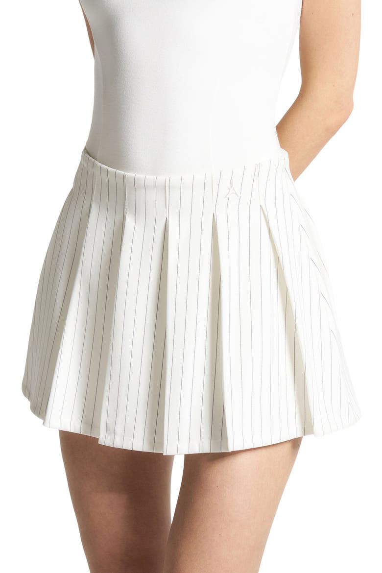 Rina Pinstripe Pleated Skort, Alternate, color, White