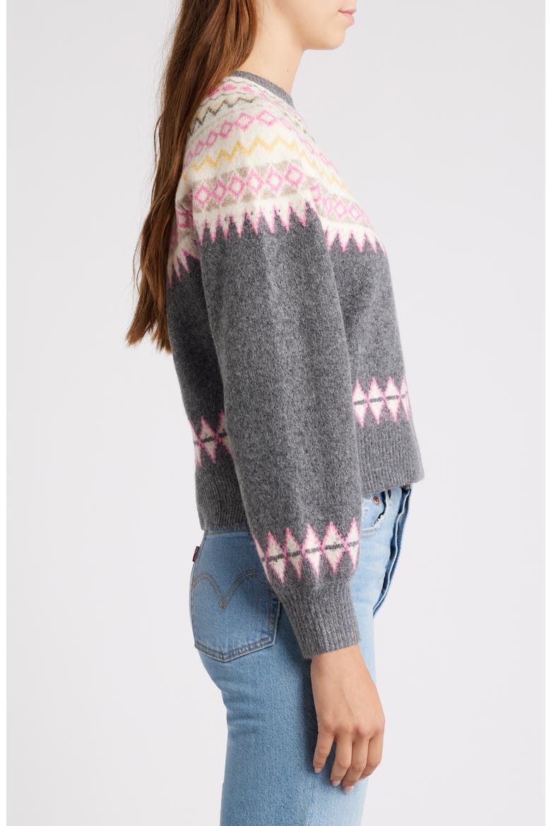 Fair Isle Sweater, Alternate, color, CHARCOAL PINK