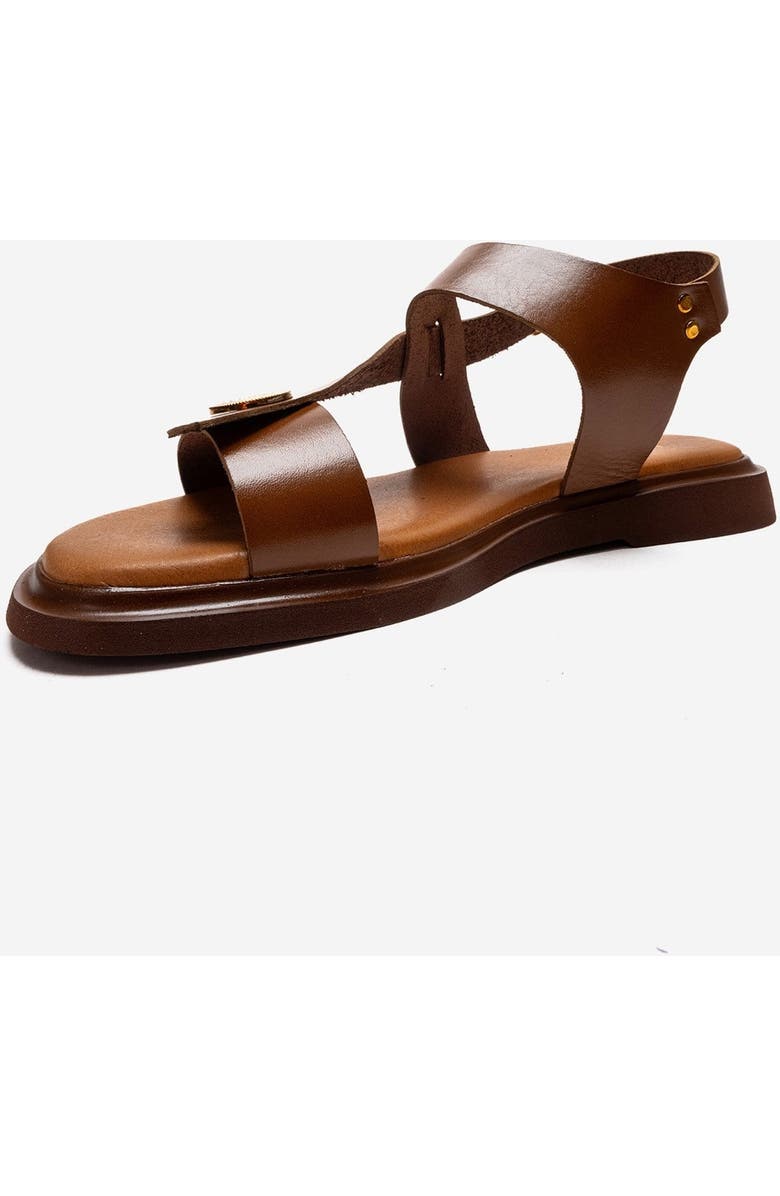 Forever & Always Shoes Quella Leather Buckle Sandal, Alternate, color, Cognac