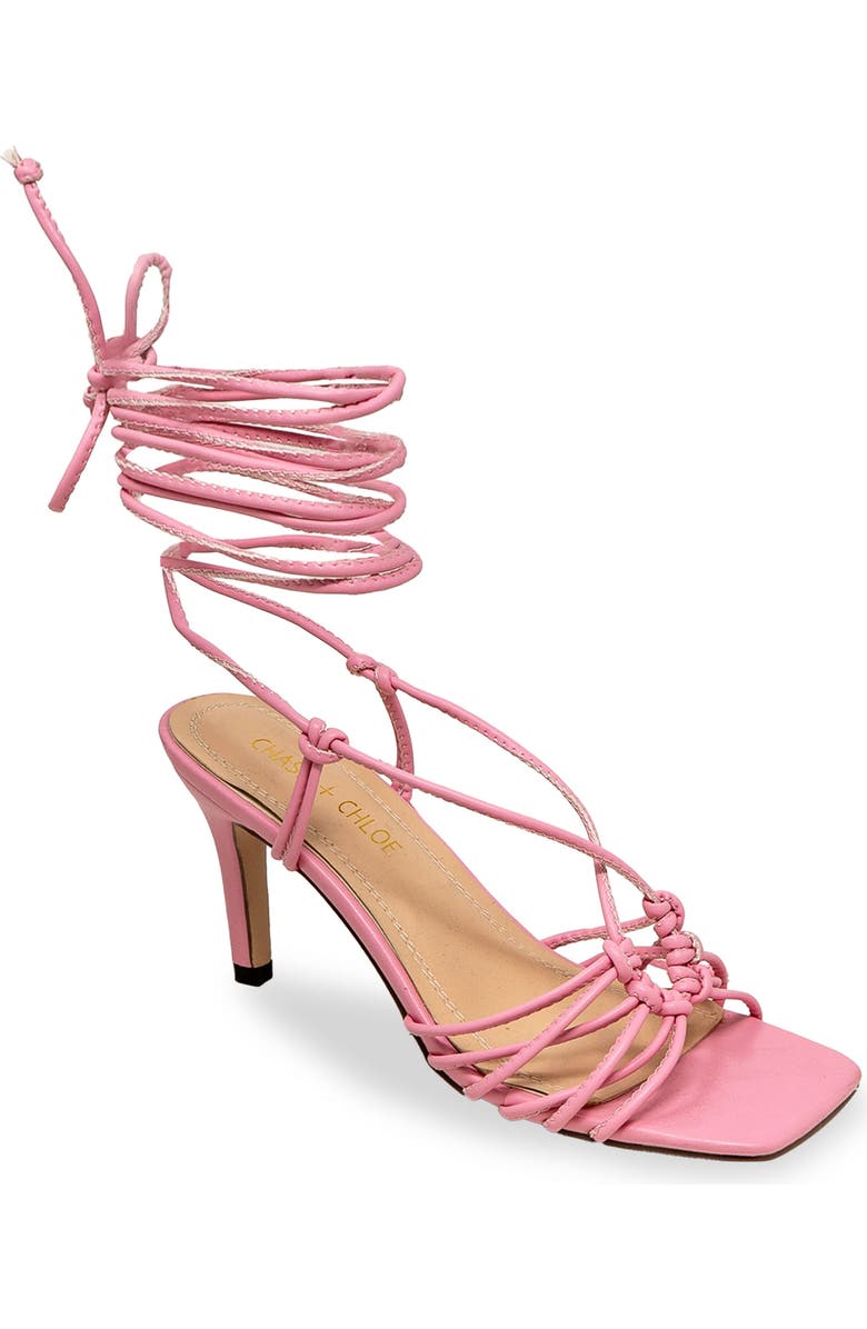 CHASE AND CHLOE Ankle Tie Sandal, Main, color, Pink Pu
