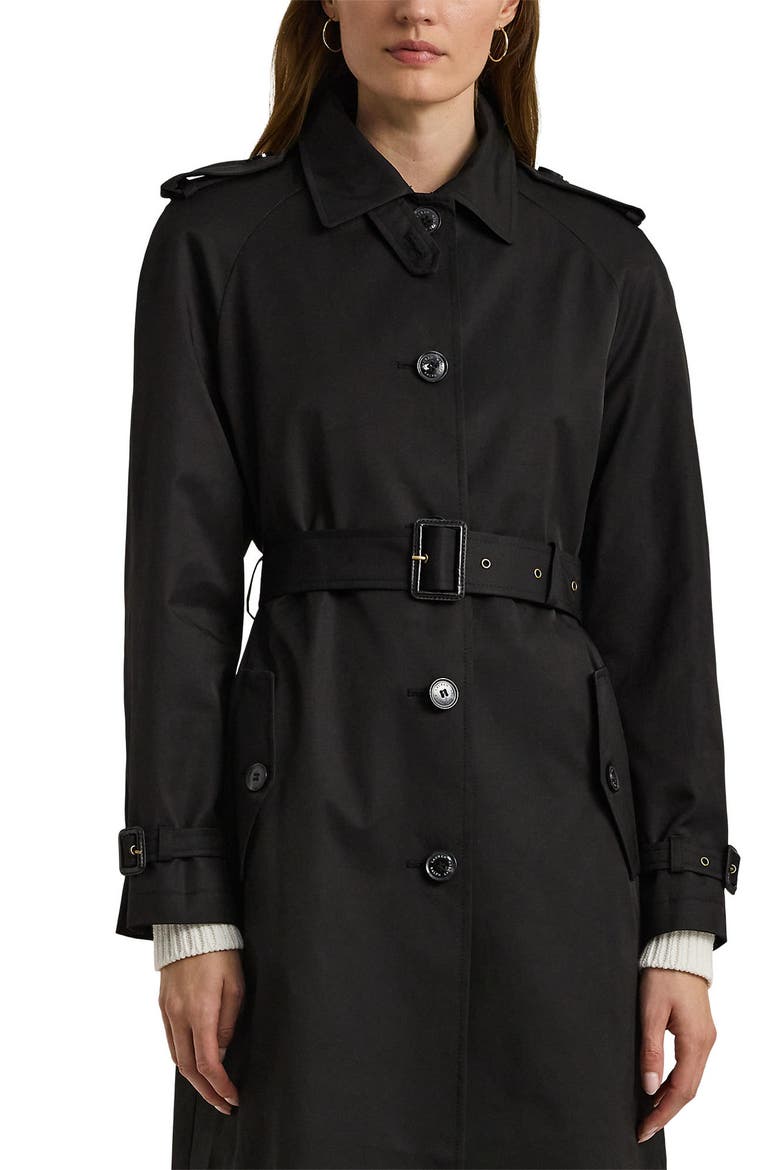 Belted Single Breasted Trench Coat, Alternate, color, BLACK