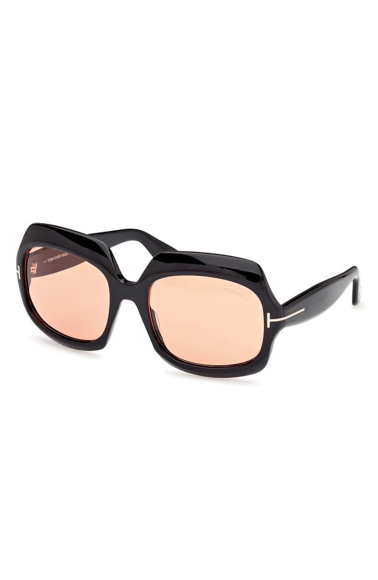 TOM FORD Ren 60mm Geometric Sunglasses, Alternate, color, Black/Other / Brown