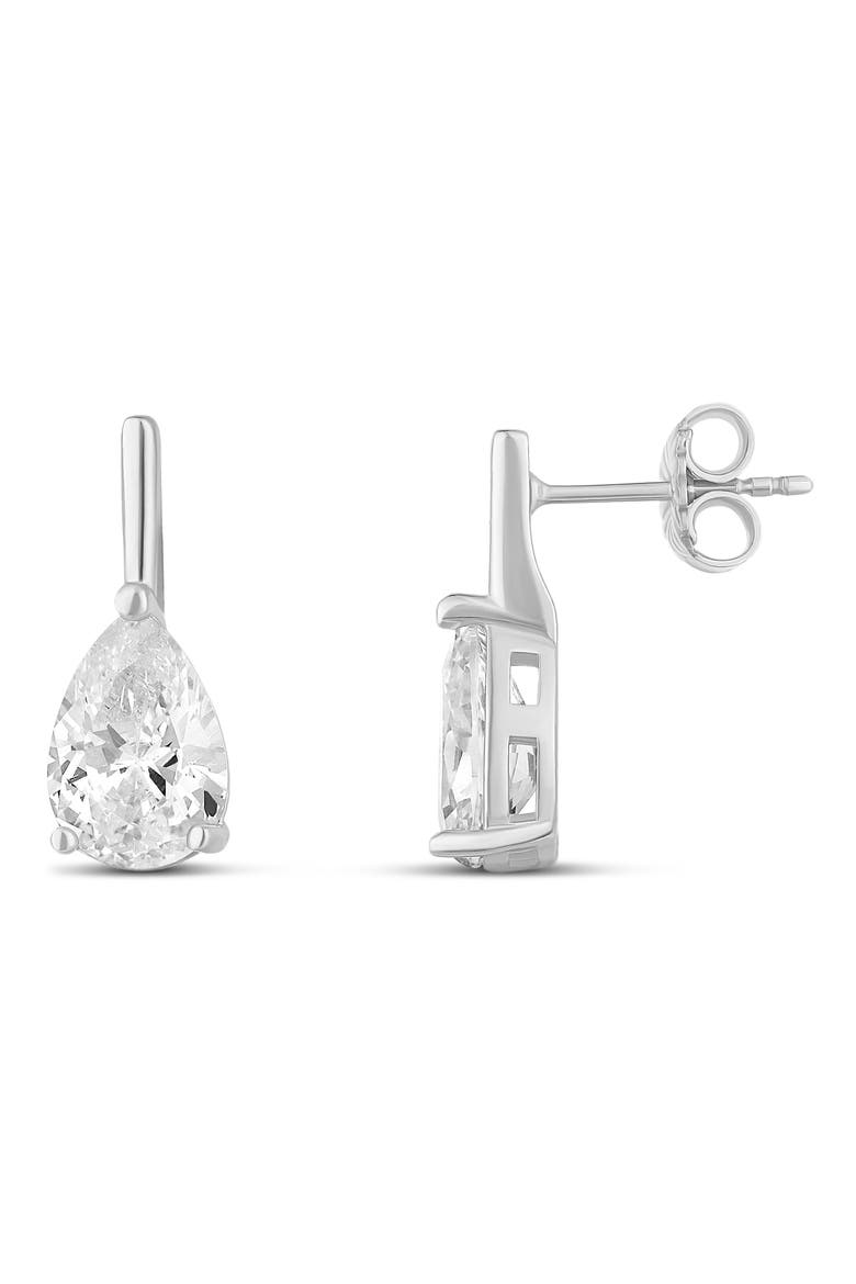 Cubic Zirconia Bar Drop Earrings, Main, color, SILVER