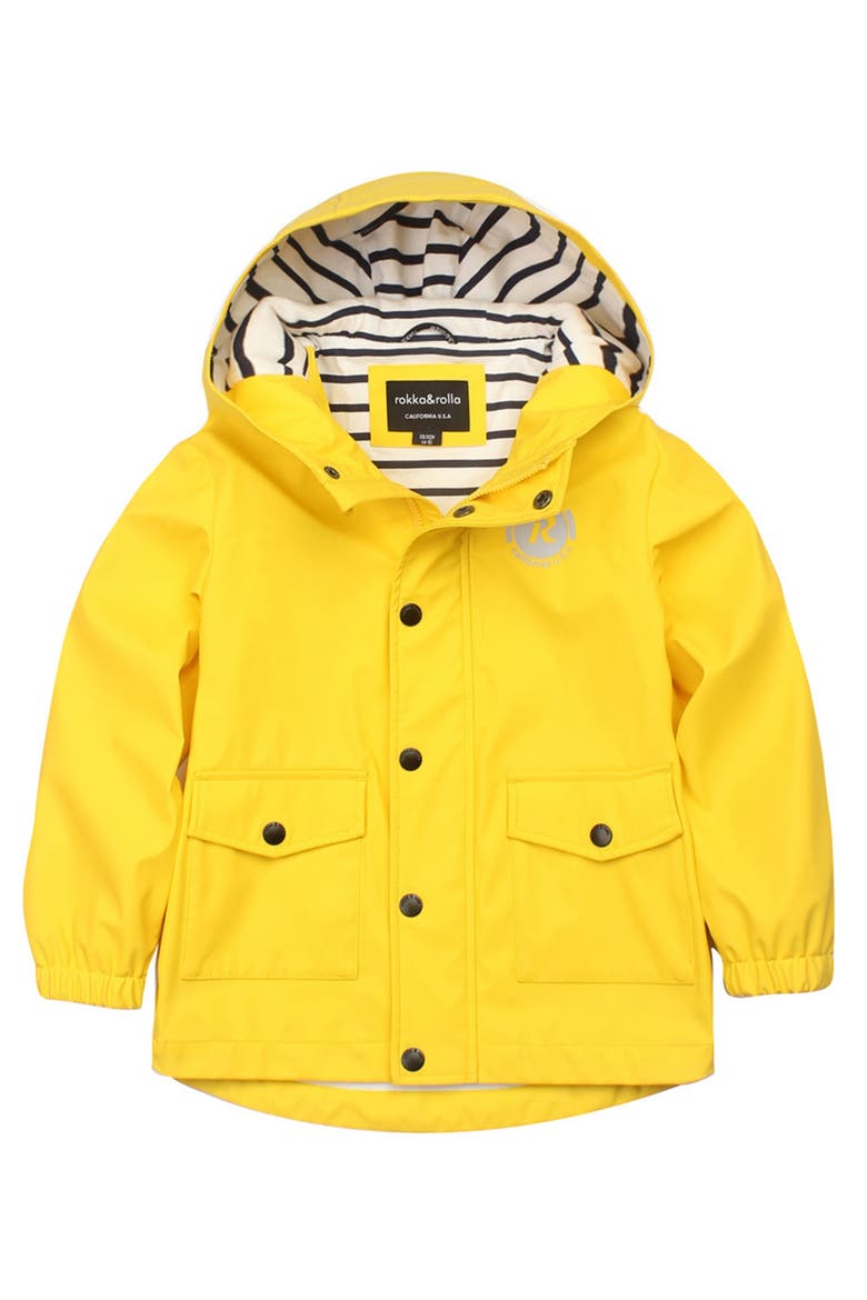 Kids' Waterproof Rain Coat Rubberized Jacket, Alternate, color, Lemon chrome