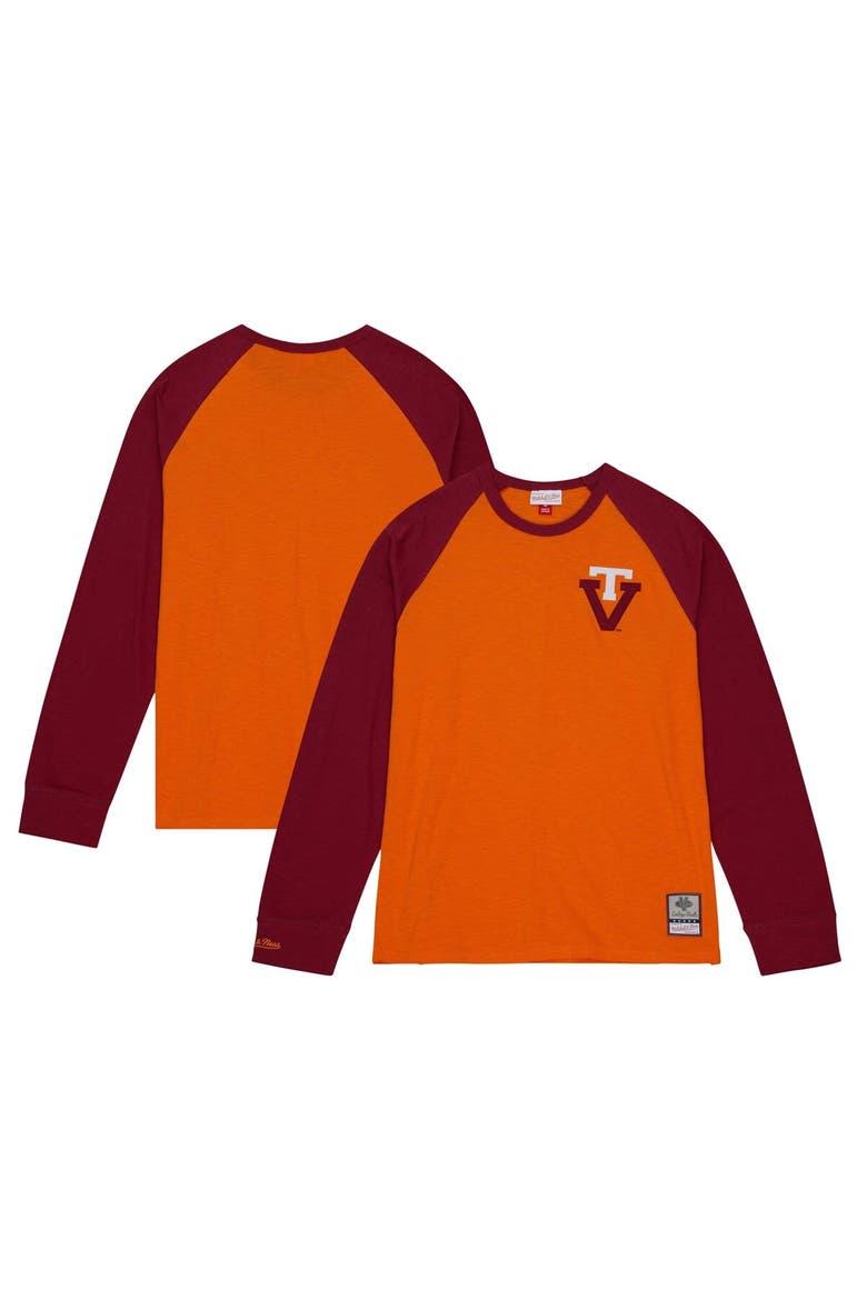 Men's Mitchell & Ness Orange Virginia Tech Hokies Legendary Slub Raglan Long Sleeve T-Shirt, Main, color, Orange